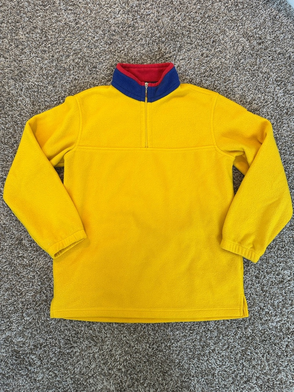 Vintage Tommy Hilfiger Yellow Half-Zip Fleece Pullover with Contrast Collar